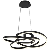 Possini Euro Design McKenna Sanded Black Pendant Lighting 26 1/2" Wide Modern Ribbon Rings Dimmable Led Fixture for Dining Room House Foyer Kitchen Is