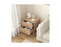 Slickblue Nightstand with 2 Drawers Solid Rubber Wood Legs
