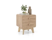 Slickblue Nightstand with 2 Drawers Solid Rubber Wood Legs