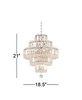 Vienna Full Spectrum Magnificence Chrome Small Chandelier Lighting 18 1/2" Wide Modern Dimmable Led Crystal 18-Light Fixture for Dining Room House Foy