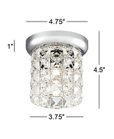 Vienna Full Spectrum Cesenna Luxury Close To Ceiling Light Flush Mount Fixture 4 3/4" Wide Chrome Studded Glass Crystal Cylinder Shade for Bedroom Hal