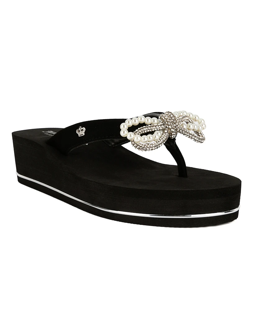 Juicy Couture Women's Crepe Bow Detail Wedge Sandals