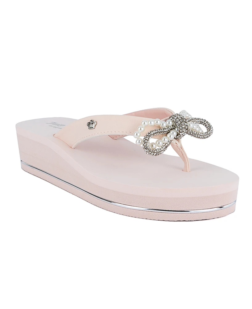 Juicy Couture Women's Crepe Bow Detail Wedge Sandals