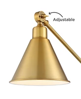 360 Lighting Wray Modern Desk Lamp 26 3/4" High with Usb Charging Port Warm Brass Gold Metal Adjustable Arm Head for Bedroom Living Room House Bedside