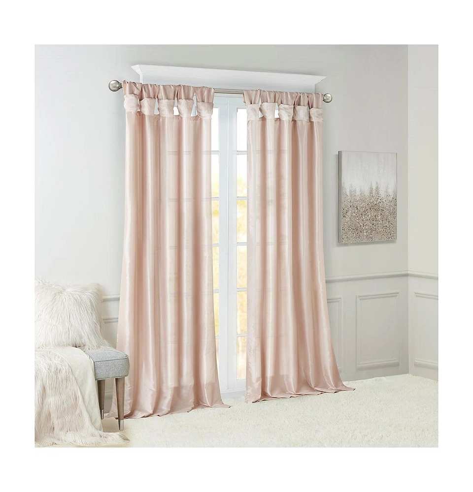 Madison Park Emilia Twist Tab Lined Window Curtain Panel, Single Curtain with Privacy Lining for Bedroom and Living Room