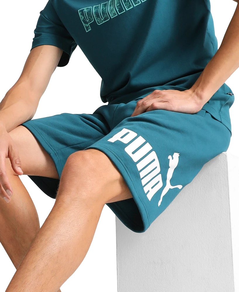 Puma Men's Regular-Fit Big Logo-Print Fleece 10" Shorts