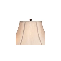 Barnes and Ivy Traditional Standing Floor Lamp Multi 4-Light 63" Tall Antique Bronze Copper Gold Tortoise Glass Font Fabric Bell Shade Candelabra Deco