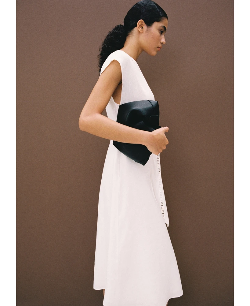 Mango Women's Bow Linen-Blend Dress