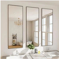 Homlux Rectangular Wall Mounted Mirror 14"x48" in Black