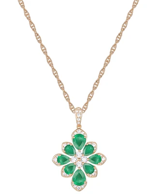 Emerald (1-3/4 ct. t.w.) & Diamond (1/4 Fancy 18" Pendant Necklace 14k Gold (Also Ruby Sapphire)