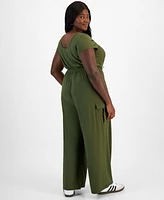 Derek Heart Trendy Plus Scoop-Neck Cap-Sleeve Jumpsuit