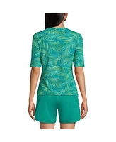 Lands' End Women's Crew Neck Rash Guard Upf 50 Swim Tee