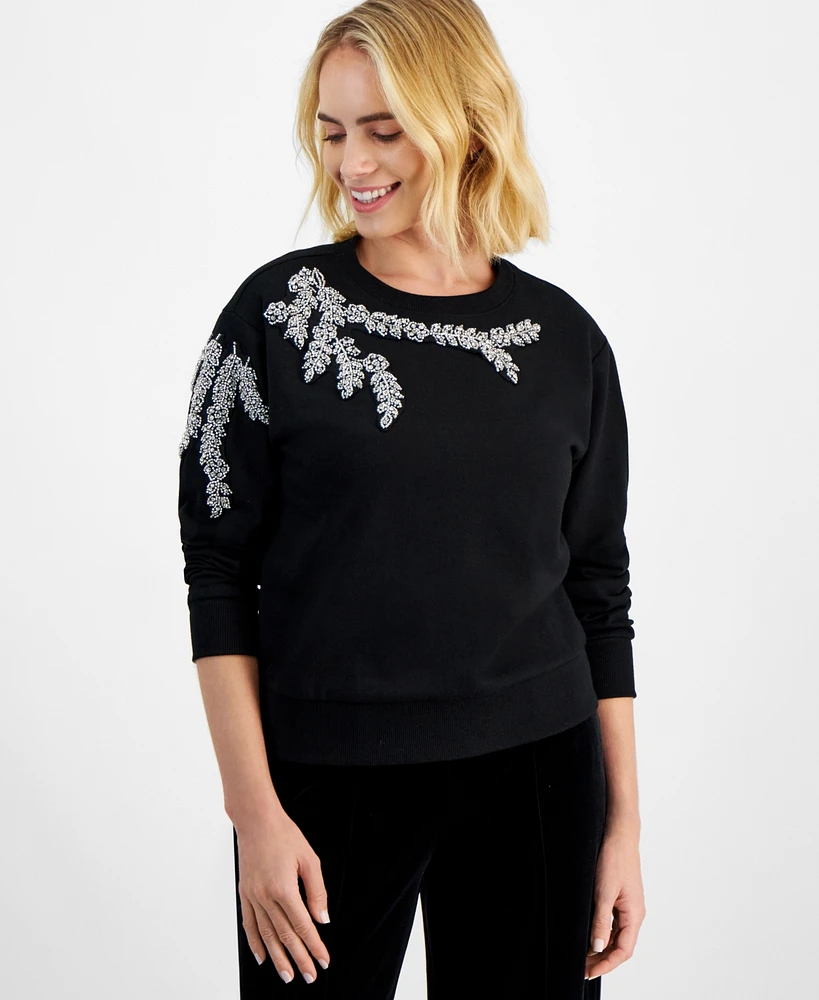 I.n.c. International Concepts Petite Embellished Crewneck Sweatshirt, Created for Macy's