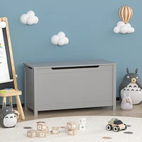 Streamdale Furniture Kids Wooden Toy Box Storage With Safety Hinged Lid For Ages 3+ (Gray)