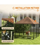 Streamdale Furniture Spacious Weatherproof Dog Playpen with Feeding Door and Rust-Resistant Frame