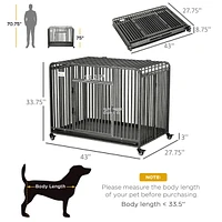 Streamdale Furniture Indestructible, Foldable, Rolling Dog Crate for Large Pets