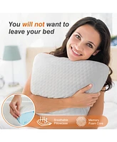 Cooling Gel Memory Foam Pillow with Washable Case and Neck Support