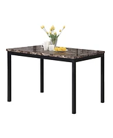 Noyes Metal Dining Table with Laminated Faux Marble Top, Black