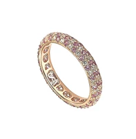 Suzy Levian New York Pink Sapphire & Lab-Grown White Pave Eternity Band Ring Sterling Silver by