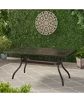 Elegant Cast Aluminum Outdoor Dining Table with Lattice and Curved Legs