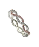 Suzy Levian New York Pink Sapphire & Lab-Grown White Infinity Twisted Eternity Band Ring Sterling Silver by