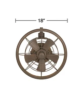Casa Vieja 18" Big Sky Modern Industrial Indoor Outdoor Ceiling Fan Oil Rubbed Bronze Brown Cage Head Adjustable Damp Rated for Patio Exterior House H