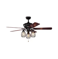 Slickblue 52" Electric Ceiling Fan with 5 Blades and 3 Lights for Living Room and Bedroom