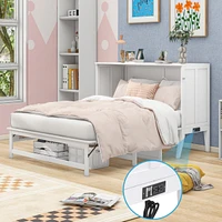 Queen Size Murphy Bed With Built-In Charging Station And A Shelf
