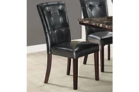 Modern Parson Chairs Black Faux Leather Tufted Set Of 2 Side Chairs Dining Seatings