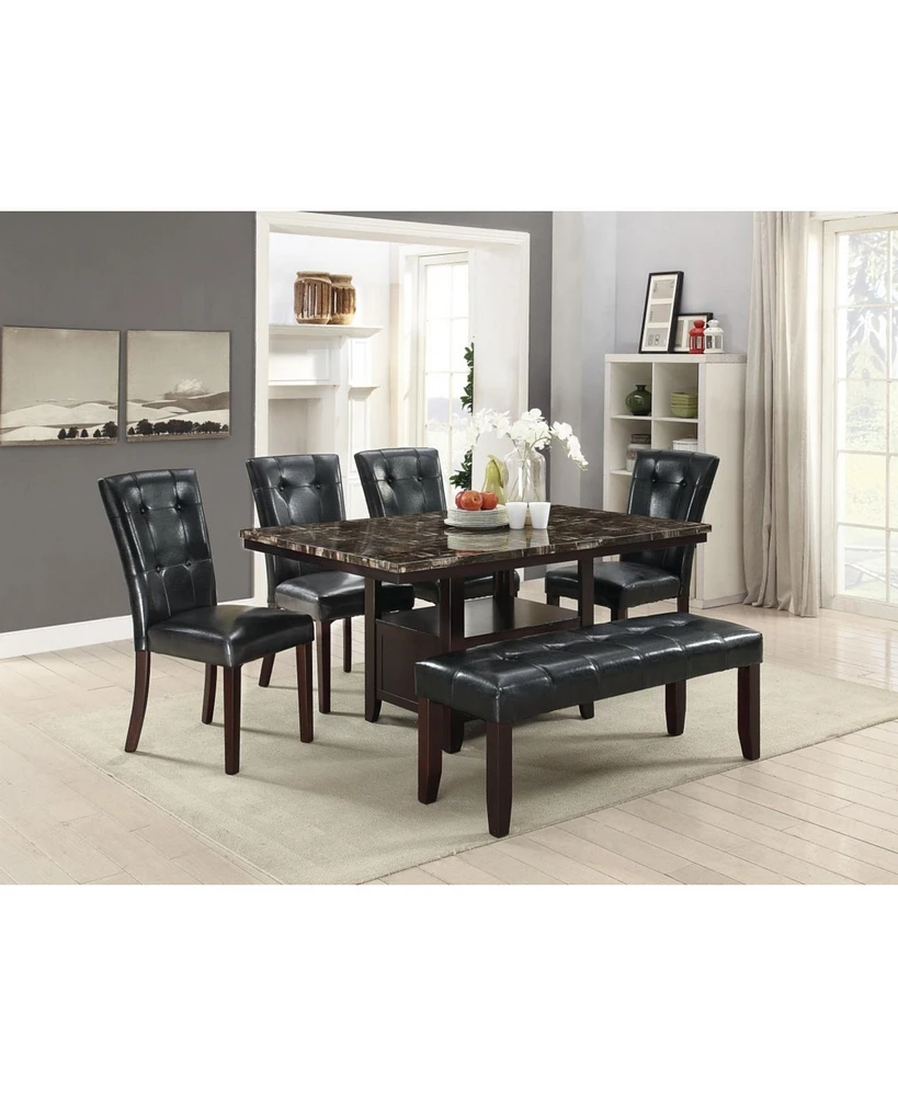 Streamdale Furniture Modern Parson Chairs Black Faux Leather Tufted Set Of 2 Side Chairs Dining Seatings