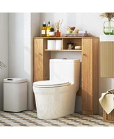 Costway Over The Toilet Storage Cabinet Double Door Bathroom Organizer