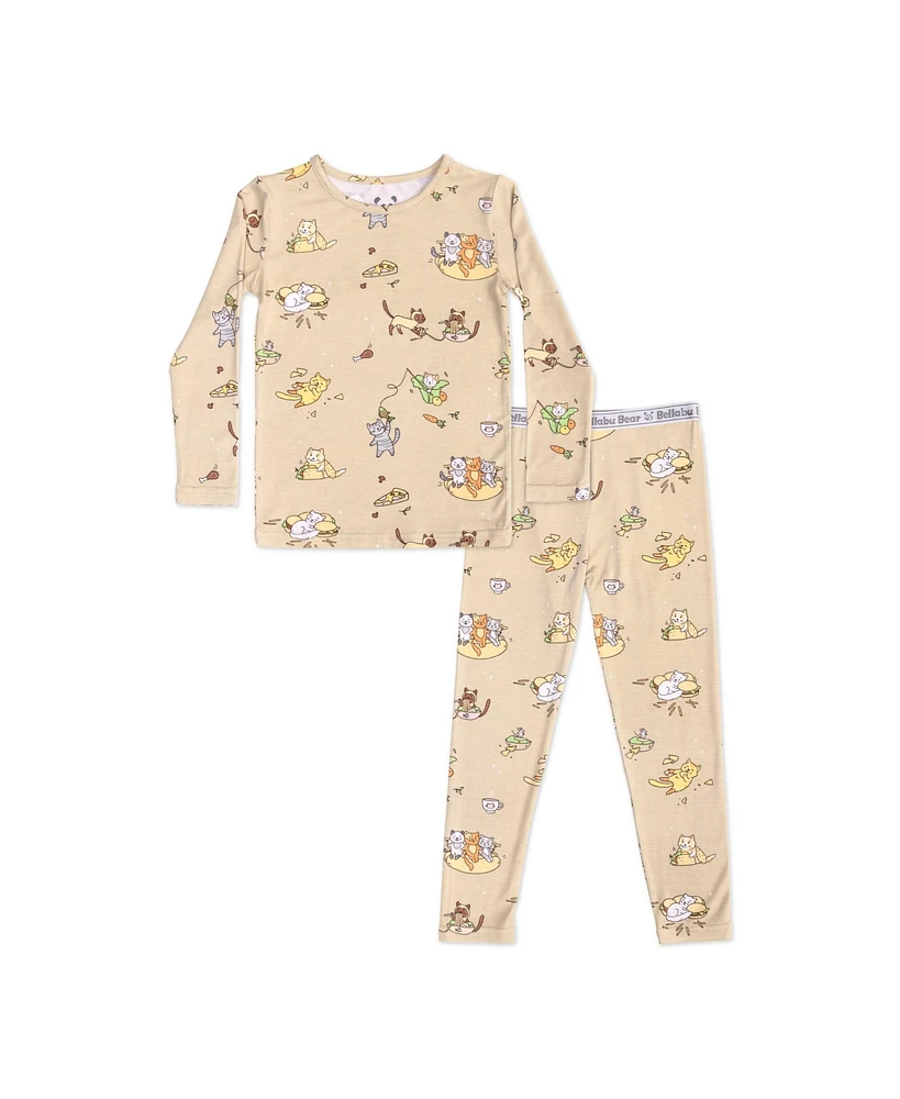 Bellabu Bear Kids Unisex Foodie Cats Set of 2 Piece Pajamas