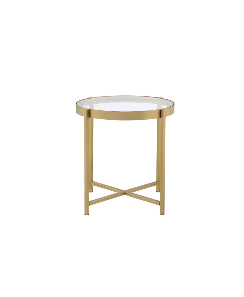 Streamdale Furniture Charrot End Table, Gold Finish