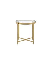 Simplie Fun Charrot End Table, Gold Finish