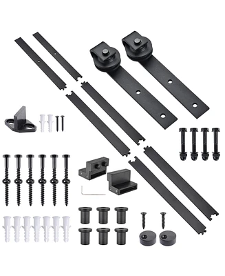 Aquaterior Ft Sliding Barn Door Hardware Kit Closet Hang Style Track Rail