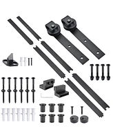 Aquaterior Ft Sliding Barn Door Hardware Kit Closet Hang Style Track Rail