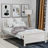 Streamdale Furniture Twin Size Wood Platform Bed With Headboard, Footboard And Wood Slat Support