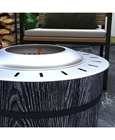 Simplie Fun Smokeless Fire Pit with Fireproof Mat, 20" Barrel Style Portable Wood Burning Firepit, Magnesium Oxide Low Smoke Camping Bonfire Stove for