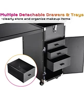 Byootique Rolling Manicure Table with 13" Makeup Train Case Travel Storage Bag