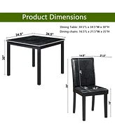 Contemporary Elegance Wooden Dining Table and Upholstered Chairs