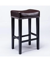 Simplie Fun 29" Backless Faux Leather Bar Stools, Set of 2