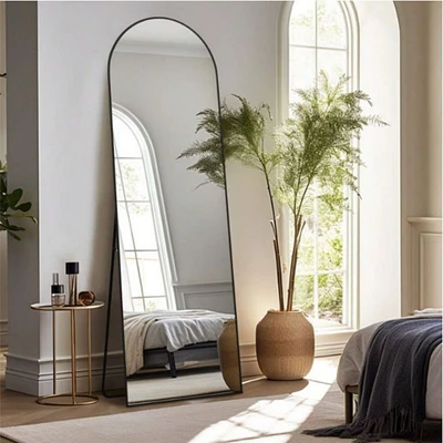 Homlux Arched Free Stand Mirror 18"x58" in Black