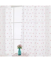 Caromio Pom Pom Grommet Voile Sheer Window Curtain Panels Set, 52" x 84"