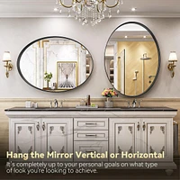 Homlux Oval Wall Mounted Mirror 26"x38" in Black