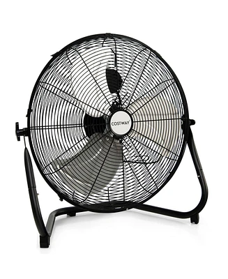 Slickblue 20 Inch High-Velocity Floor Fan with 3 Wind Speeds-Black