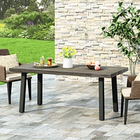 Outdoor Modern Industrial Aluminum Dining Table, Gray, Matte Black