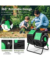 Sugift Dual Chamber Garden Compost Tumbler with Sliding Doors