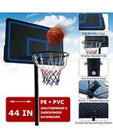 Adjustable Portable Basketball Hoop System with 44 Inch Backboard