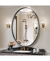 Homlux Oval Wall Mounted Mirror 24"x36" in Black