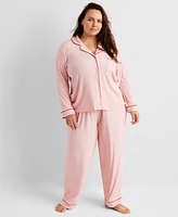 State of Day Women's 2-Pc. Packaged Ribbed Notched-Collar Pajamas Set Xs-3X, Created for Macy's